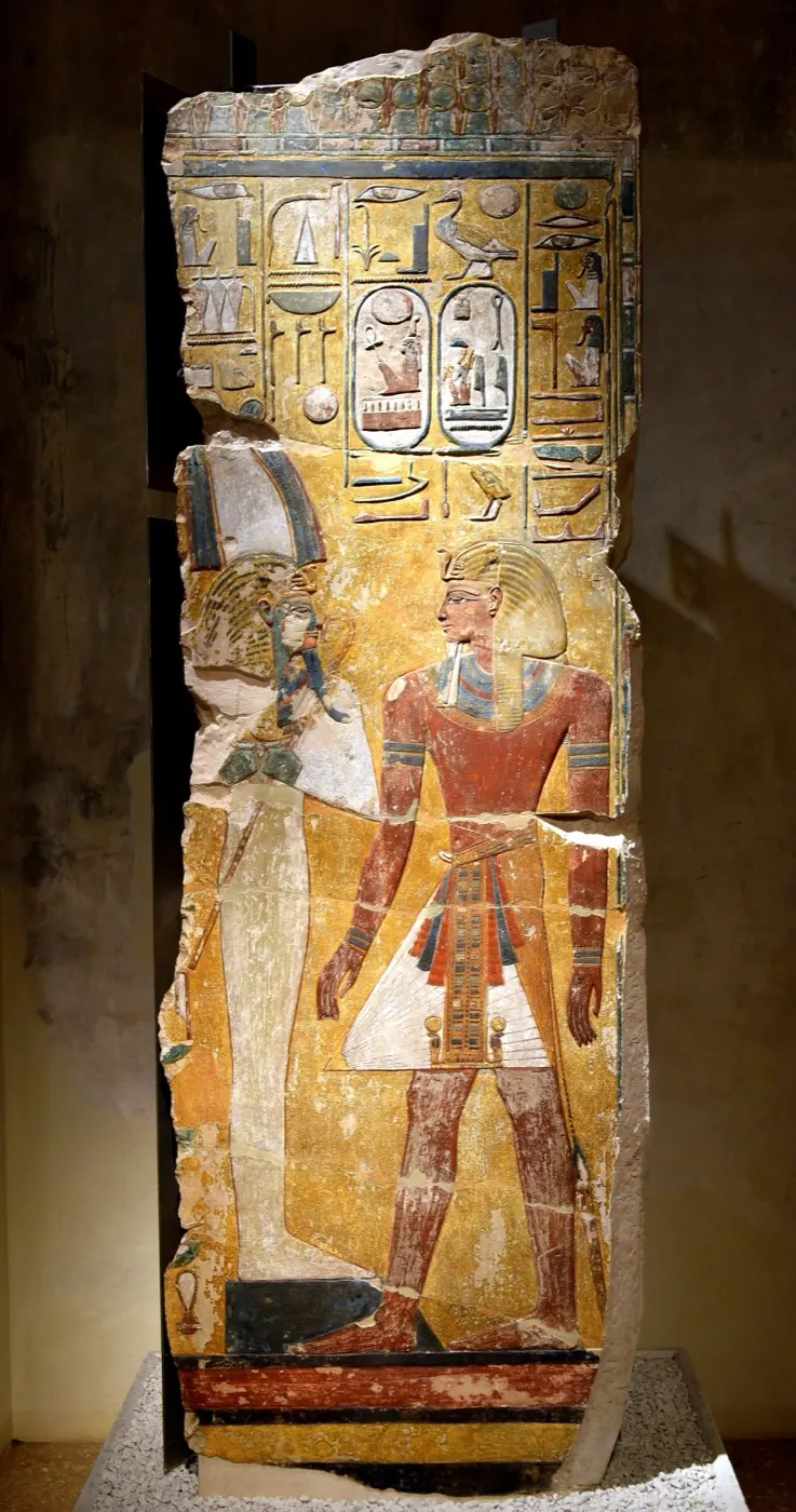 Pittura murale con il faraone Seti I davanti a Osiride, Tomba di Seti I, Valle dei Re